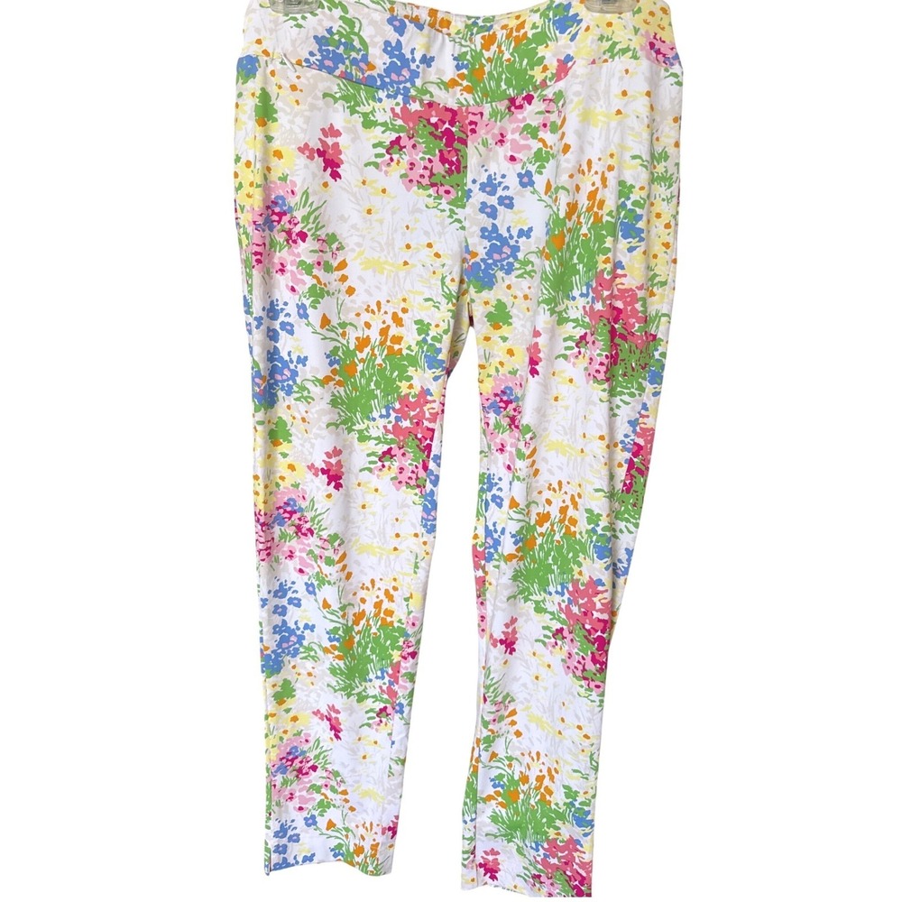 San Soleil Floral Leggings vibrant multicolored flower print‎ M NWT 28"